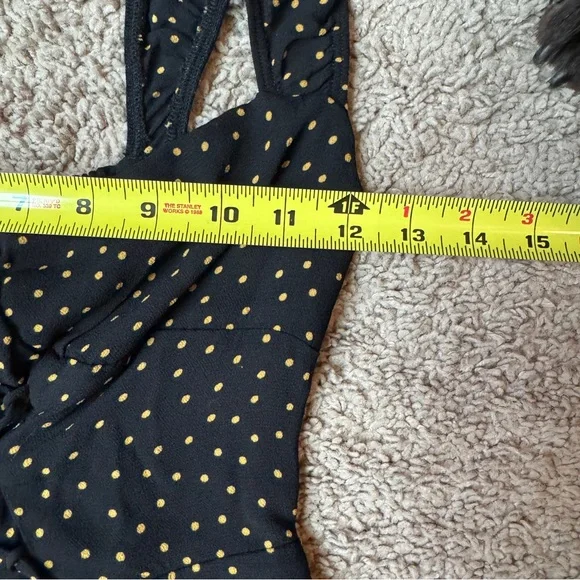 Reformation Black Mini Dress with Gold Polka Dots - Picture 6 of 9